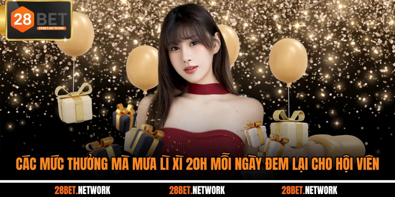 Các mức thưởng mà mưa lì xì 20h mỗi ngày đem lại cho hội viên